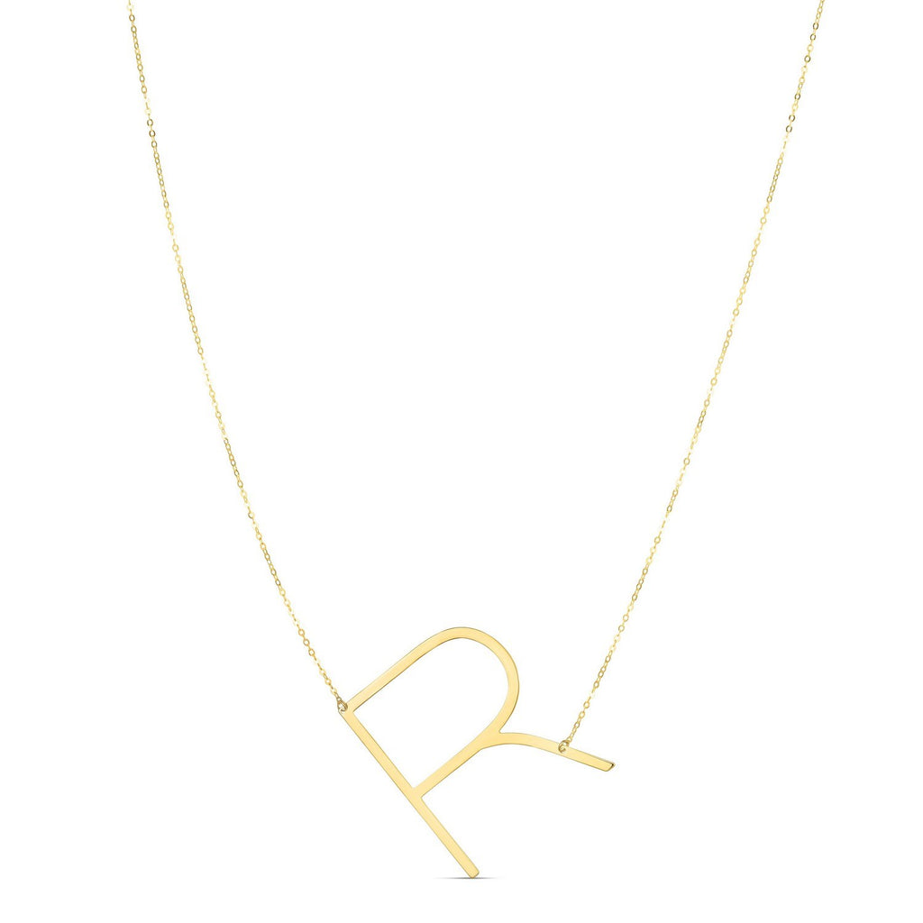 14K Yellow Gold Yours Truly Large Initial R Necklace