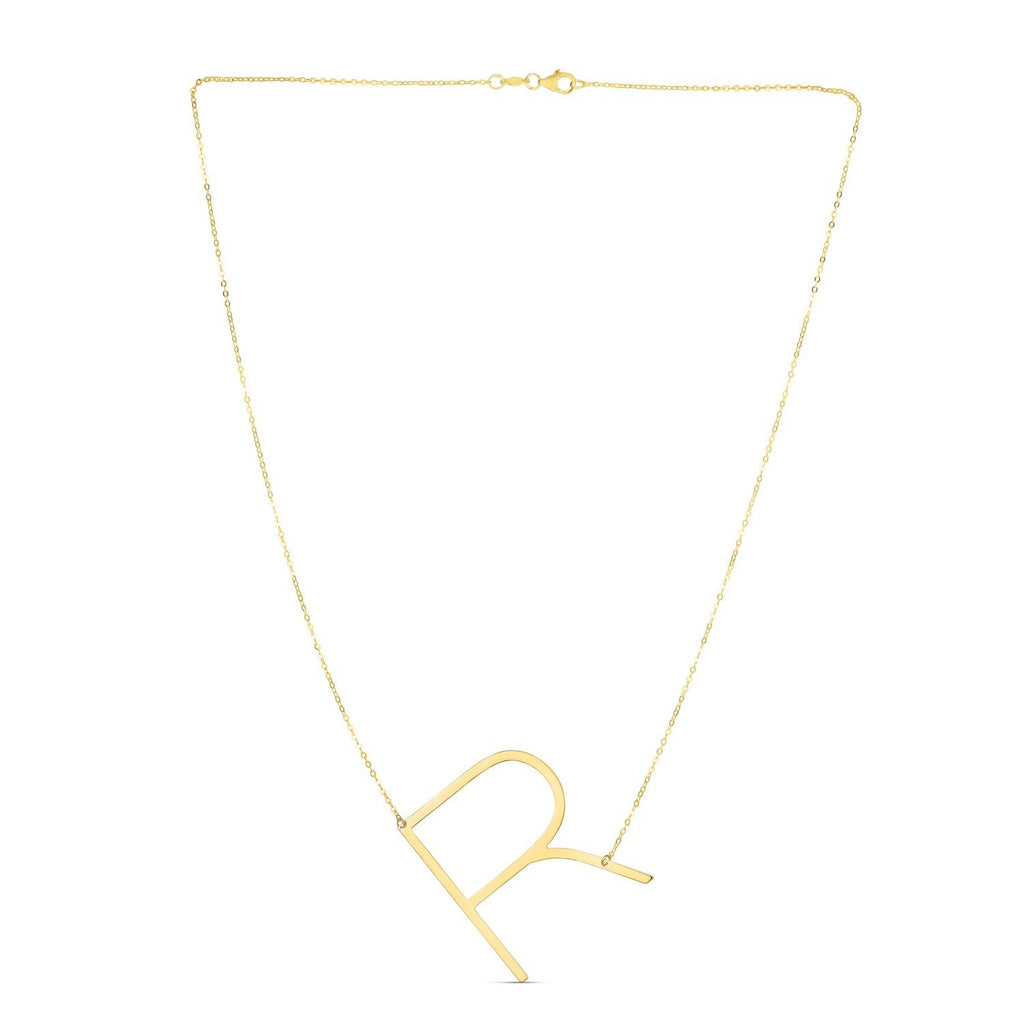 14K Yellow Gold Yours Truly Large Initial R Necklace