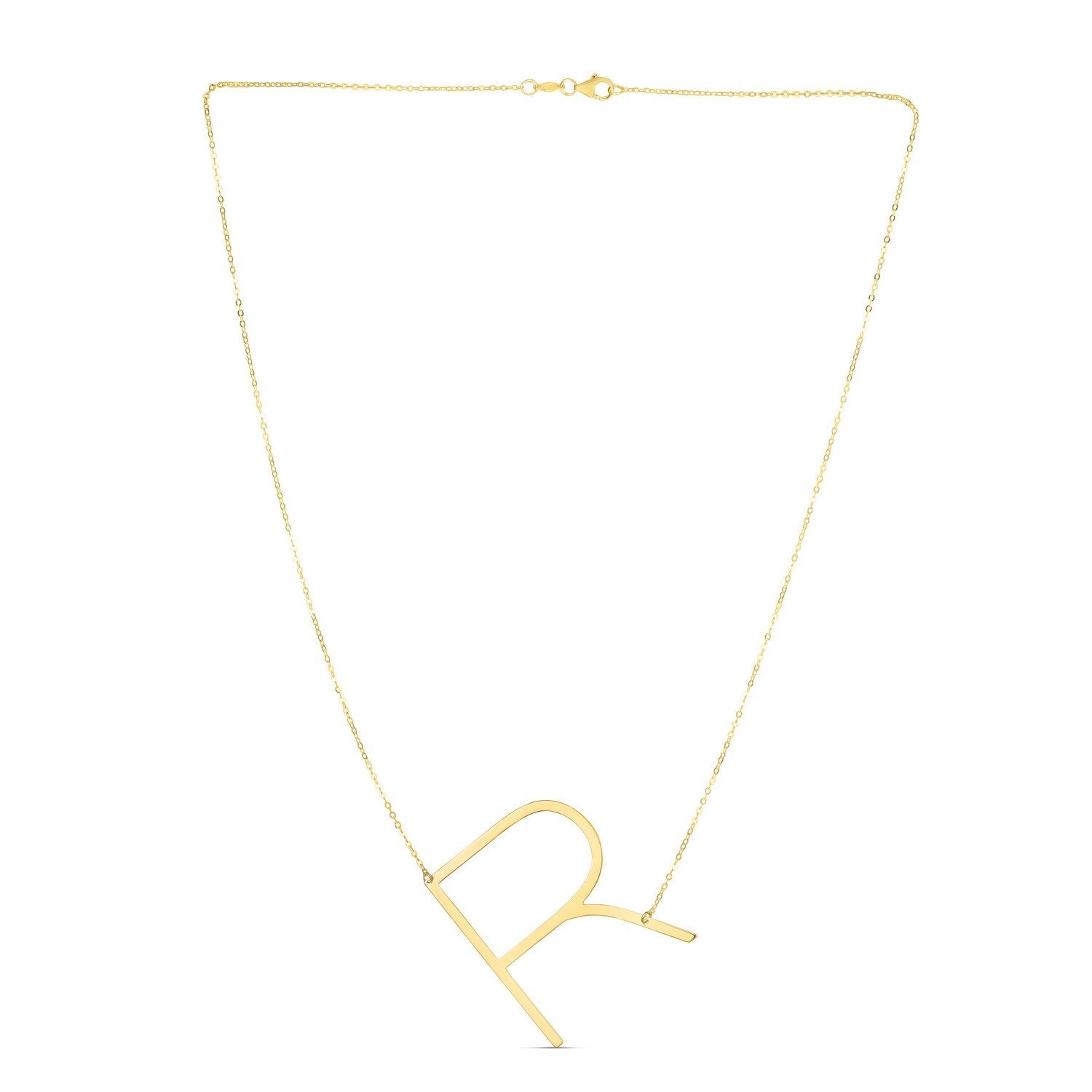 14K Yellow Gold Yours Truly Large Initial R Necklace