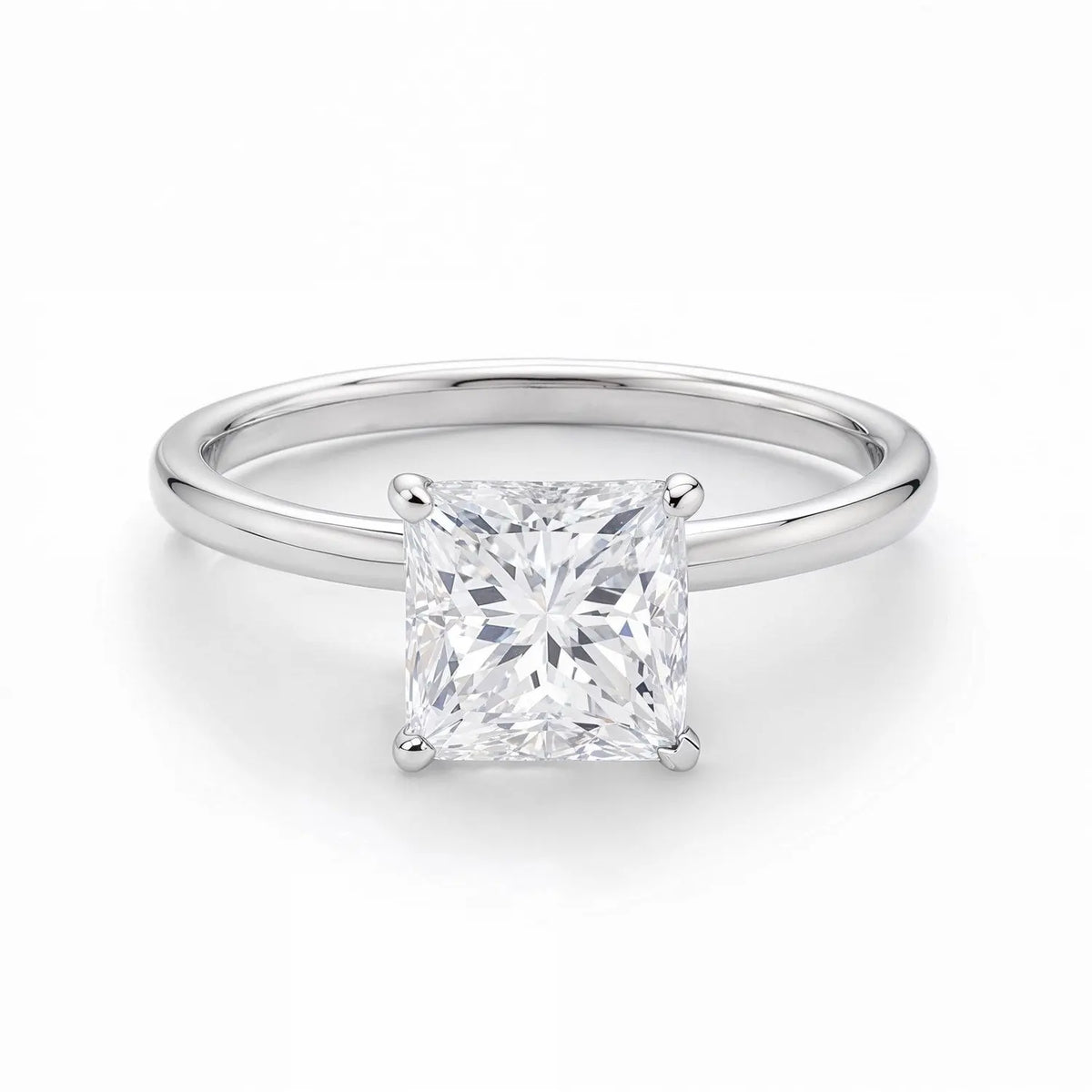 Princess cut lab grown diamond solitaire ring detail view