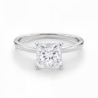 Princess cut lab grown diamond solitaire ring detail view