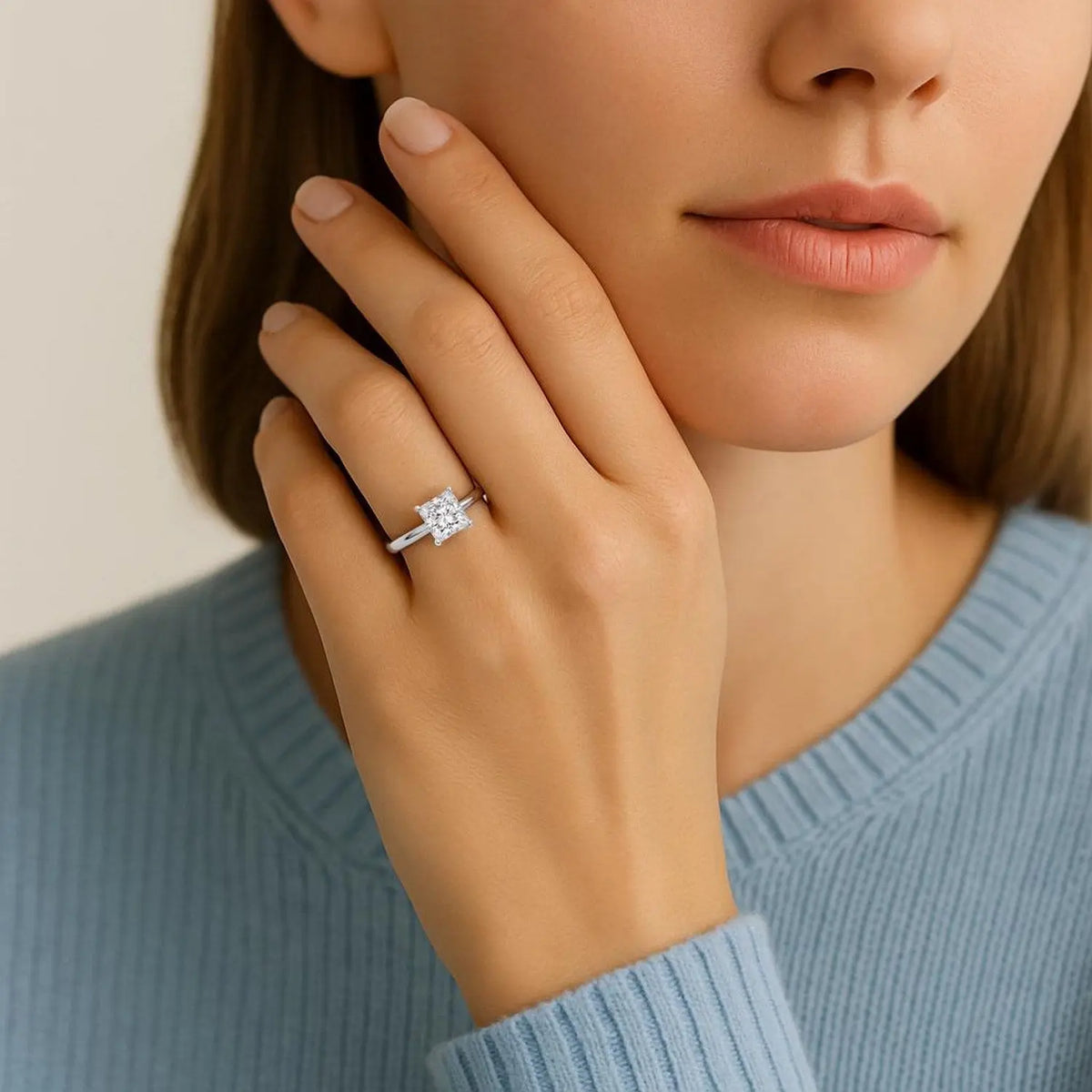 1.50ct Princess Cut Lab Grown Diamond Ring in 14K White Gold | G-VS1  Rings DEEVE