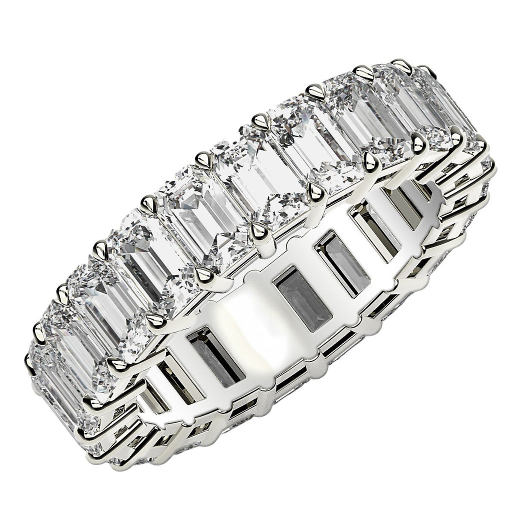 6.00ct Emerald Cut Lab Grown Diamond Eternity Ring — Side Profile, Prong Set, DEEVE