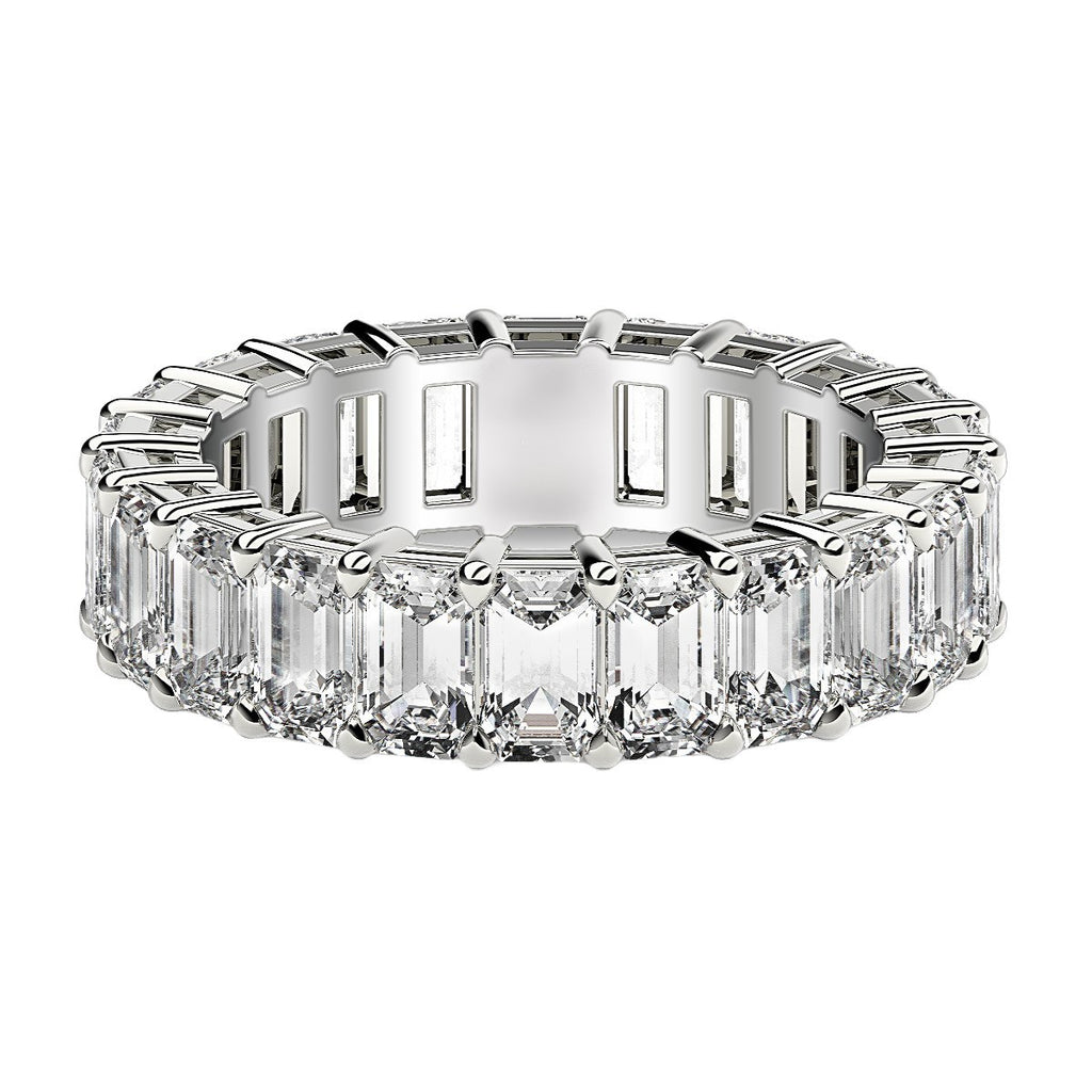 6.00ct Emerald Cut Lab Grown Diamond Eternity Ring 14K White Gold — Top View, DEEVE