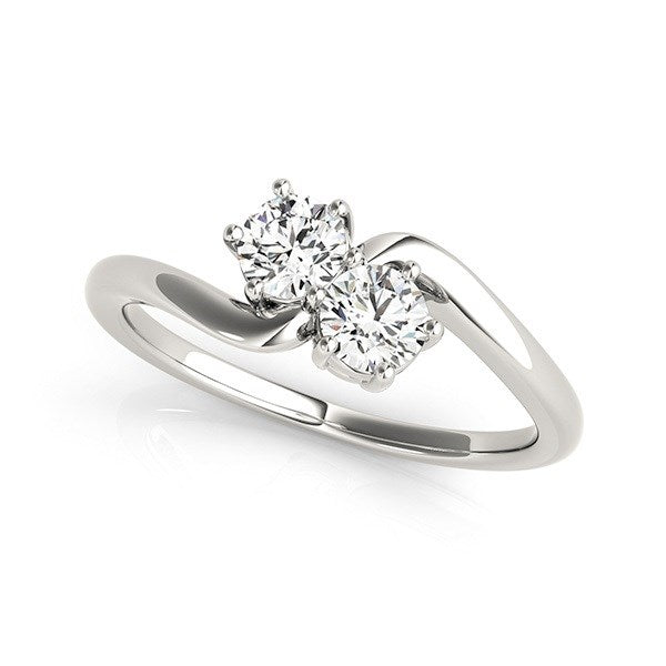 Solitaire Two Stone Diamond Ring in 14K White Gold | 0.50 cttw