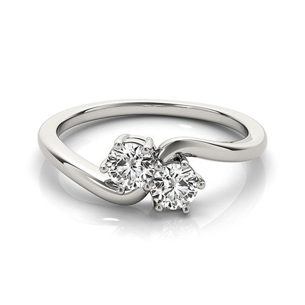 Solitaire Two Stone Diamond Ring in 14K White Gold | 0.50 cttw