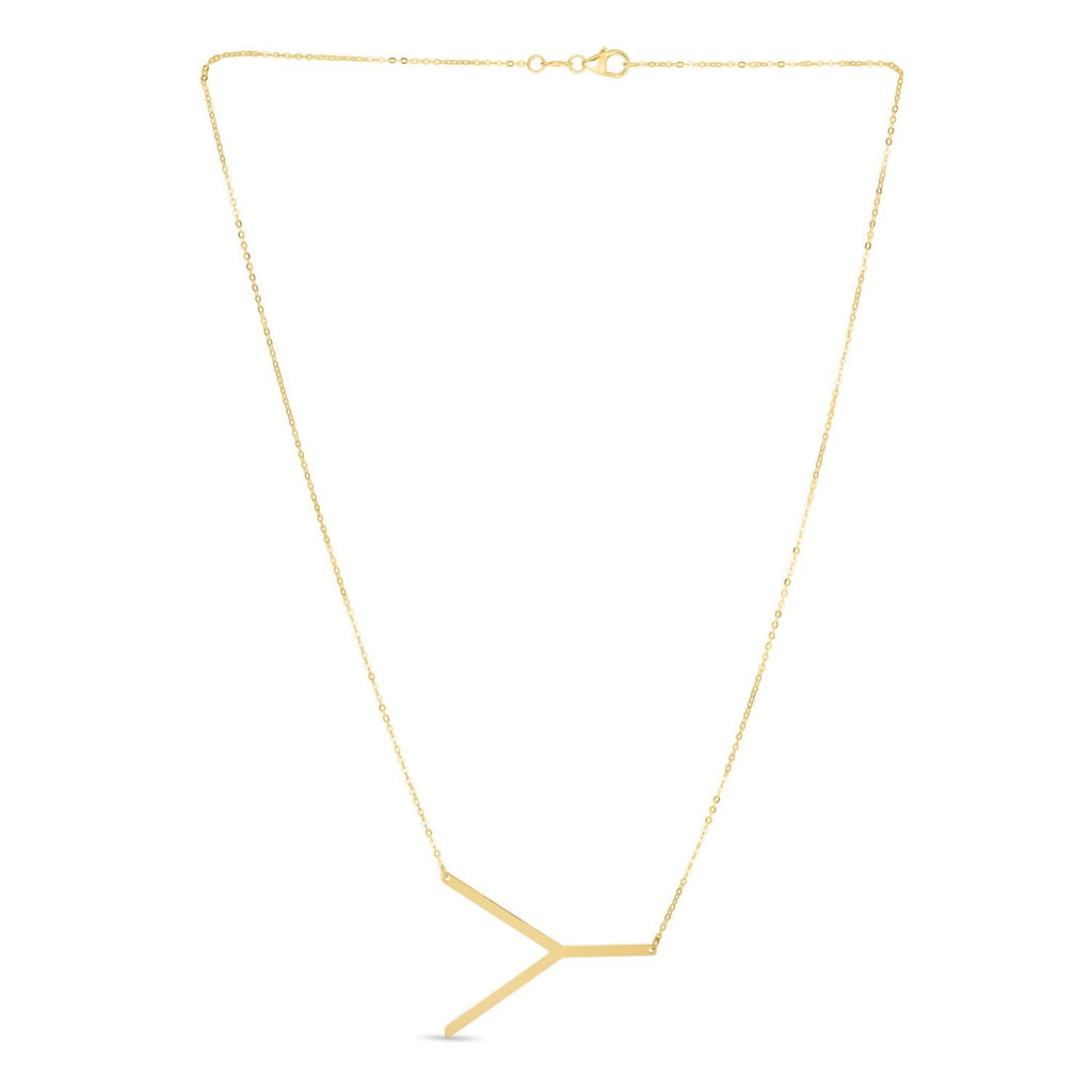 14K Yellow Gold Yours Truly Large Initial Y Necklace