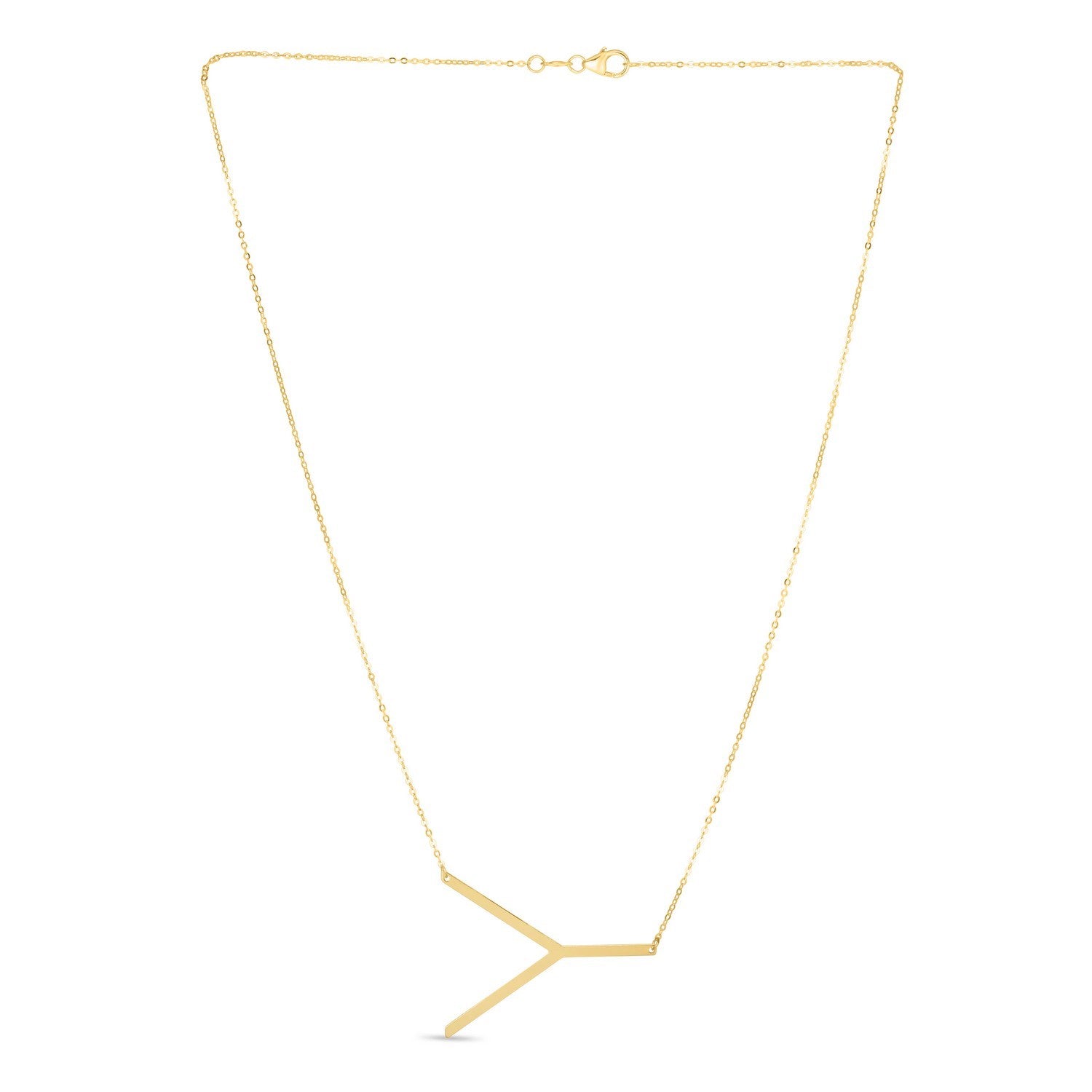 14K Yellow Gold Yours Truly Large Initial Y Necklace