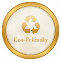 Eco-friendly label with a gold border on a white background