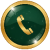 Green button with a gold phone icon on a white background