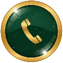 Green button with gold phone icon on a white background