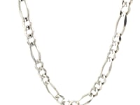 Solid Figaro Chain Necklace in 14K White Gold - 6.00mm