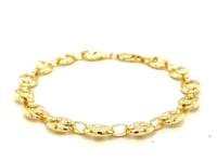 14K Gold Mariner Bracelet - Puffed 6.8mm Links