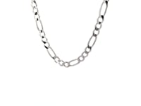 Solid Figaro Chain Necklace in 14K White Gold | 4.50mm