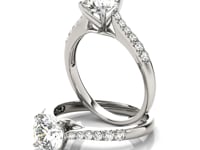 Round Cut Diamond Engagement Ring in 14K White Gold | Cathedral Setting - 1.625.Ct