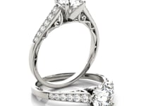 Cathedral Diamond Engagement Ring in 14K White Gold