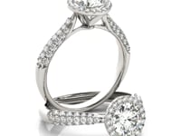 Round Diamond Engagement Ring | Illusion Set in 14K White Gold | 129 cttw