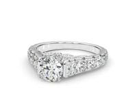 Round Diamond Engagement Ring | Scallop Set in 14K White Gold | 1.75 cttw