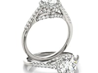 Round Diamond Engagement Ring | Illusion Set Pavé Band in 14K White Gold | 1.33 cttw