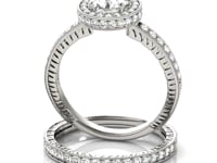 14k White Gold Milgrain Border Diamond Pave Engagement Ring (1 1/2 cttw)
