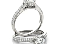 Round Diamond Engagement Ring | Multi row Pavé Band in 14K White Gold | 1.10 cttw