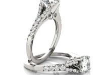 Round Cut Diamond Engagement Ring in 14K White Gold | Split Shank - 1.33.ct
