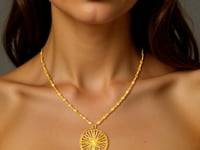 14k Yellow Gold Necklace with Compass Pendant