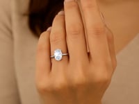 3.ct Oval Cut Lab Grown Diamond Solitaire Ring in 14K White Gold | IGI Certified