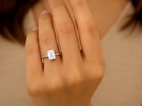 2.ct Emerald Cut Lab Grown Diamond Solitaire Ring in 14K White Gold | IGI Certified