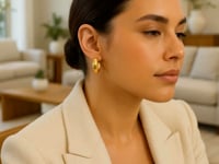 Puffy Omega C Hoop Earrings in 14K Yellow Gold | Large