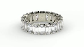 7.00 ct Emerald Cut Lab Grown Diamond Eternity Ring in 14K White Gold