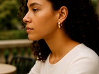 14K Gold Puffy Tapered Hoop Earrings