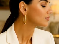 14k Gold Elongated Oval Hoop Earrings 39 mm  – Deeve