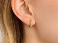 14k Yellow Gold Petite Twisted Round Hoop Earrings(3x10mm)