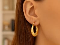 14K Yellow Gold Polished Twisted Cable Graduated Hoops