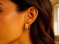 Puffed Up Split Hoop Earrings in 14K Yellow Gold