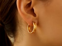 14K Yellow Gold Triple Row Hoop Earrings