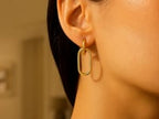 14K Yellow Gold Polished Oval Linked Hoop Earrings