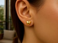 14k Yellow Gold Puffed Heart Shape Shiny Earrings