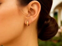 14k Yellow Gold Petite Round Hoop Earrings with Straight Texture