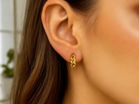 14K Yellow Gold Thick Curb Chain Huggie Hoop Earrings(4.2x12.4mm)