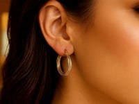 14K Yellow Gold Full Twist Medium Hoop Earrings