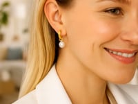 Small Hoop Earrings Pearls | 14K Gold