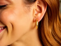 Endless Engraved Round Hoop Earrings in 14K Yellow Gold