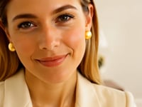 14K Gold Puffy Button Stud Earrings