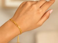 14K Gold Adjustable Bracelet - Paperclip Chain