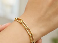 Long Domed Paperclip Bracelet In 14K Yellow Gold