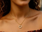 Classic 14K Yellow Gold Petite Diamond Circle Necklace