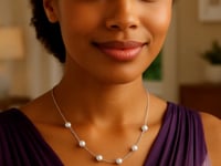 14K White Gold Necklace with White Pearls