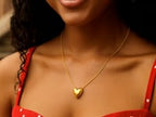 Large Puffed Heart Necklace in 14K Yellow Gold